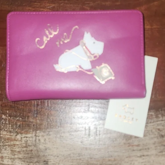 Radley London Pink Leather Scottish Dog Phone Call Me Wallet NWT Zip Snap - Picture 3 of 14